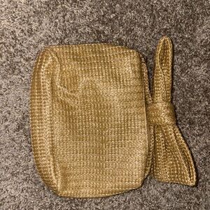 Tan/Gold Woven Purse w/ Bow Handle